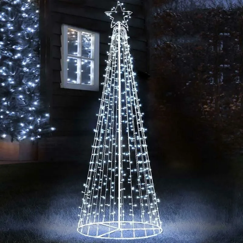 Bakaji - Albero Natale Luminoso 224cm 592 led Bianco Freddo 8 Giochi Luce Metallo Esterno