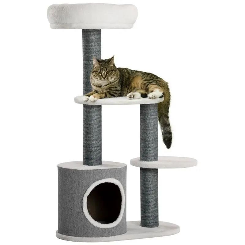 Maury's - albero per gatti con lettino. casetta e tiragraffi. 55.5X30.5X98 cm. bianco