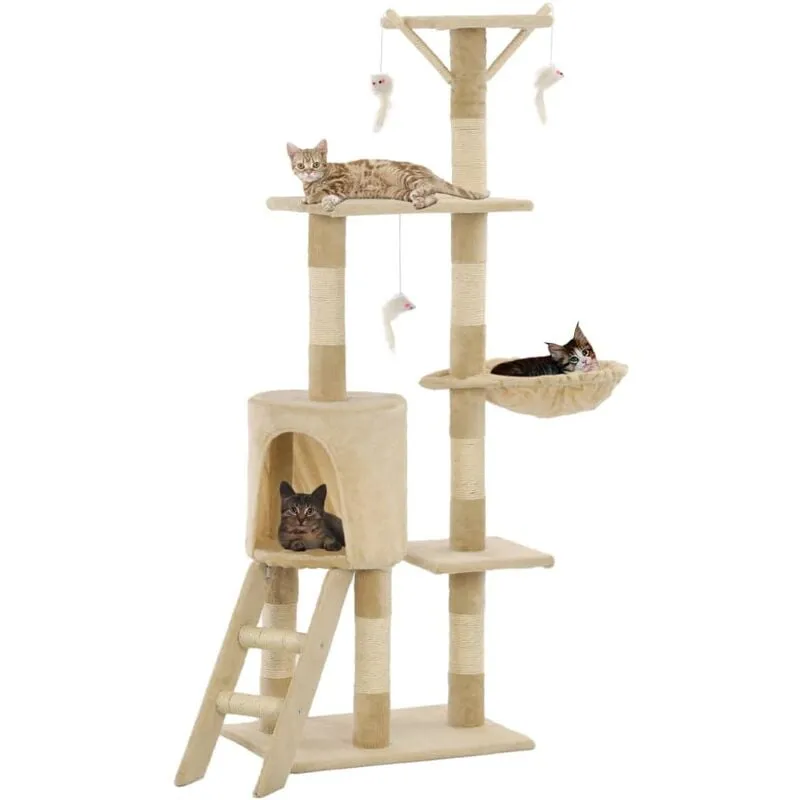 Tiragraffi per gatti, Albero per Gatti con Tiragraffi in Sisal 138 cm Beige Vidaxl