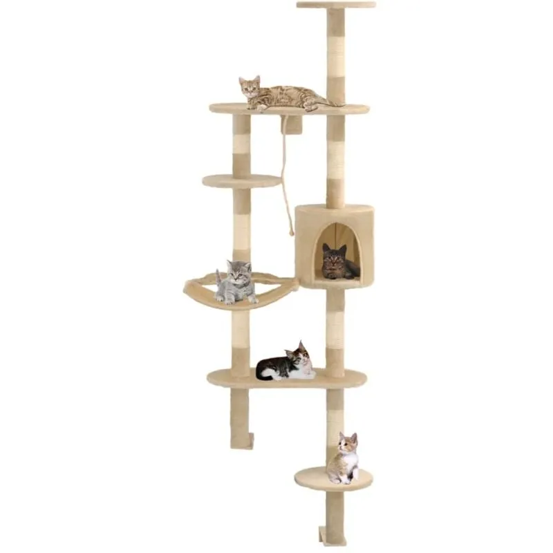 Vidaxl - Tiragraffi per gatti, Albero per Gatti con Tiragraffi in Sisal da Parete 194 cm Beige