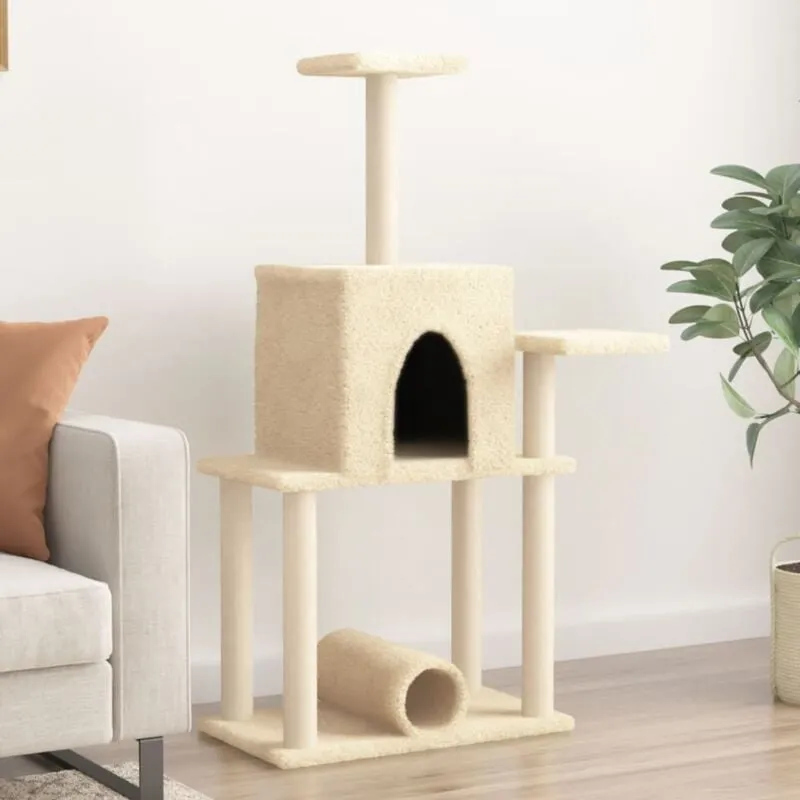 Torana - Albero per Gatti con Tiragraffi in Sisal Crema 122 cm