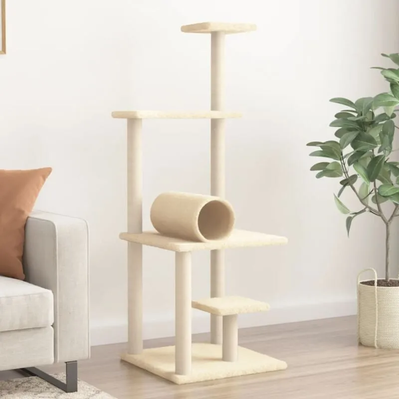 Torana - Albero per Gatti con Tiragraffi in Sisal Crema 136 cm