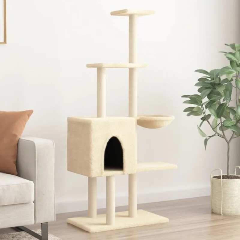 Torana - Albero per Gatti con Tiragraffi in Sisal Crema 145 cm