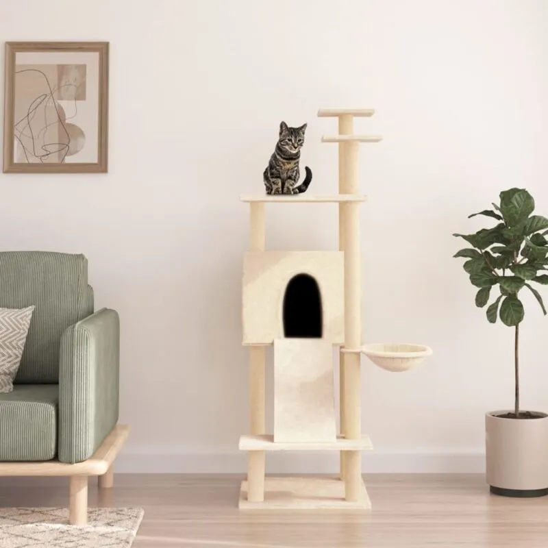 Torana - Albero per Gatti con Tiragraffi in Sisal Crema 153 cm