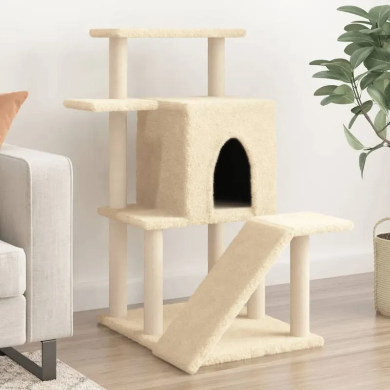 Torana - Albero per Gatti con Tiragraffi in Sisal Crema 97 cm