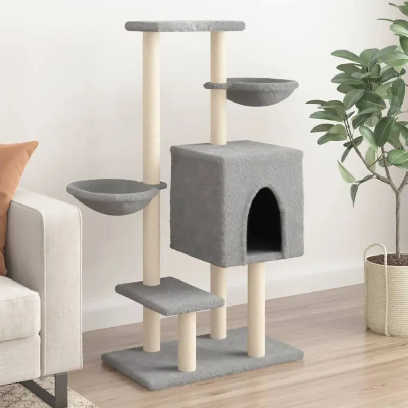 Torana - Albero per Gatti con Tiragraffi in Sisal Grigio Chiaro 117 cm