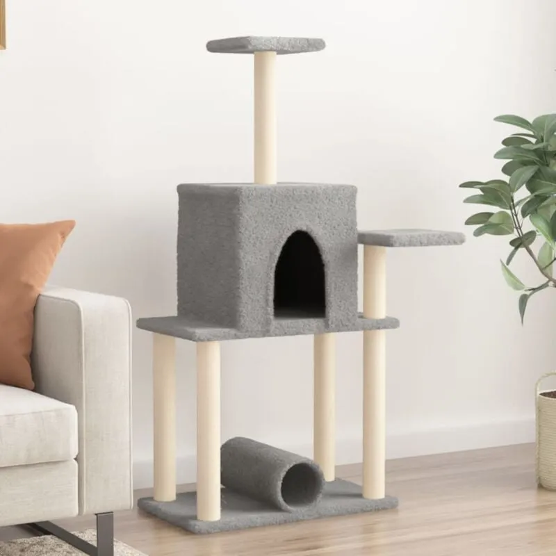 Torana - Albero per Gatti con Tiragraffi in Sisal Grigio Chiaro 122 cm