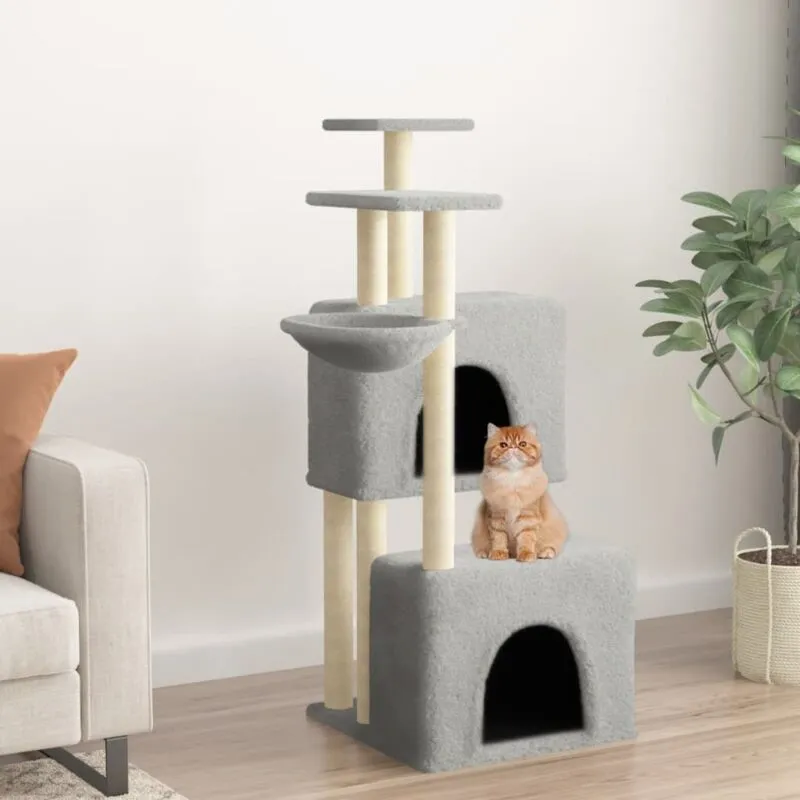 Albero per Gatti con Tiragraffi in Sisal Grigio Chiaro 122 cm - Vidaxl