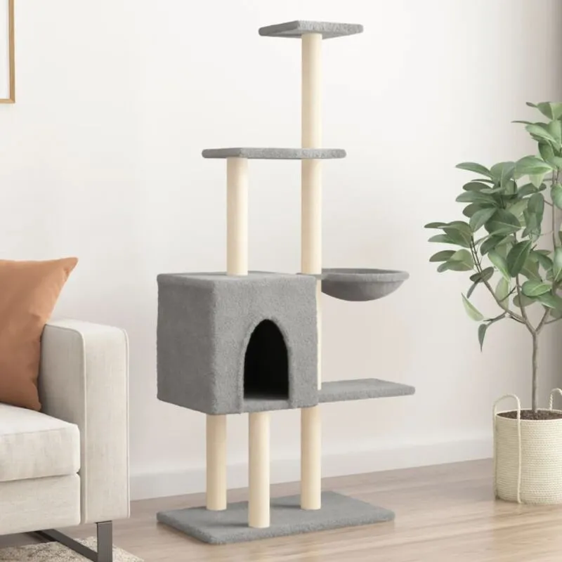 Torana - Albero per Gatti con Tiragraffi in Sisal Grigio Chiaro 145 cm