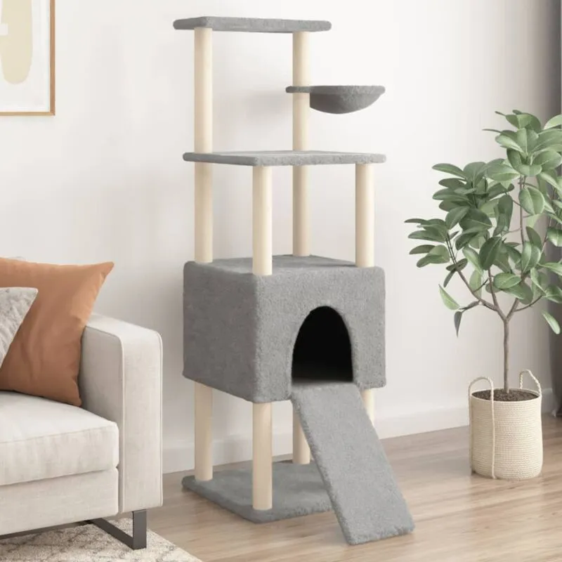 Torana - Albero per Gatti con Tiragraffi in Sisal Grigio Chiaro 153 cm