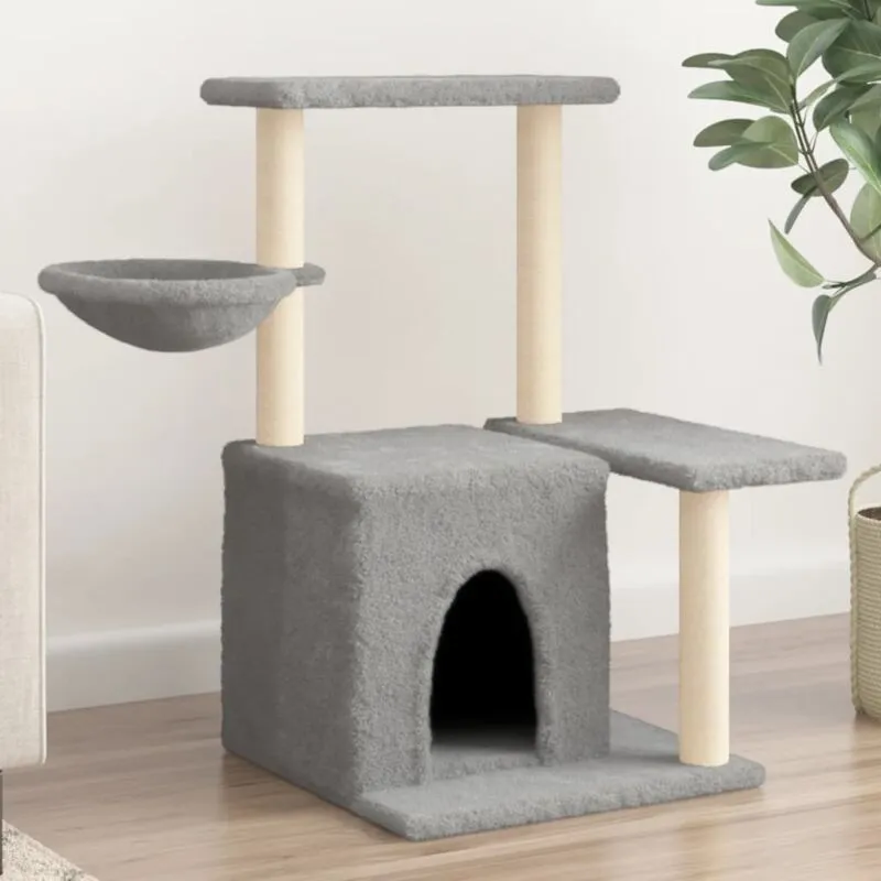 Torana - Albero per Gatti con Tiragraffi in Sisal Grigio Chiaro 83 cm