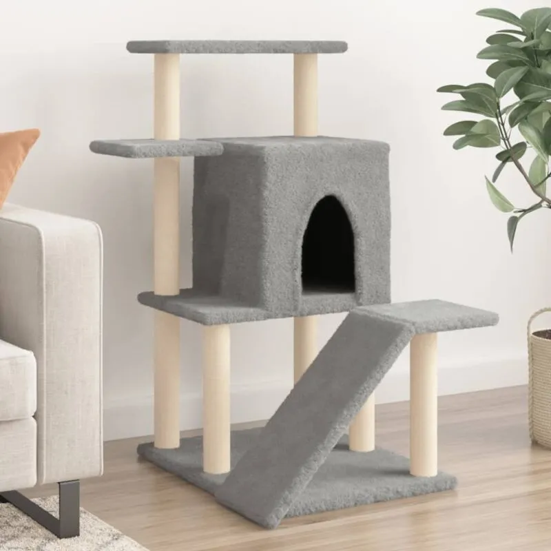 Torana - Albero per Gatti con Tiragraffi in Sisal Grigio Chiaro 97 cm