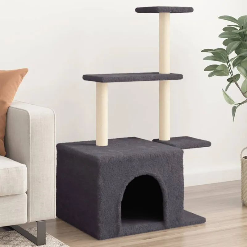 Torana - Albero per Gatti con Tiragraffi in Sisal Grigio Scuro 110 cm