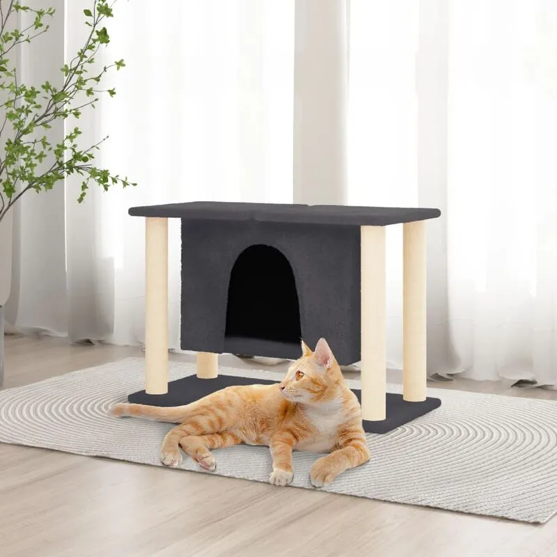 Torana - Albero per Gatti con Tiragraffi in Sisal Grigio Scuro 50 cm