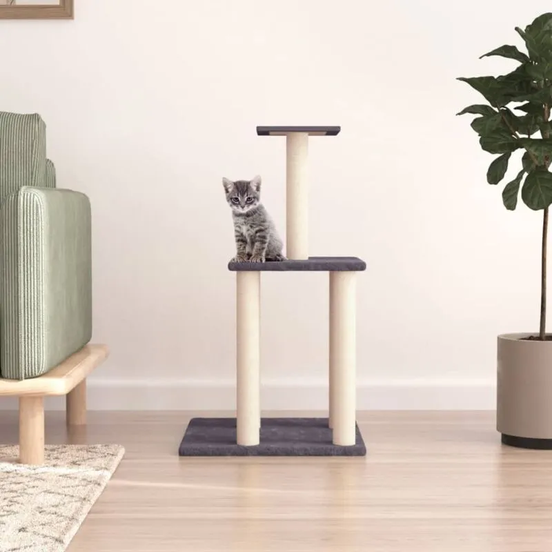 Albero per Gatti con Tiragraffi in Sisal Grigio Scuro 85,5 cm - Vidaxl