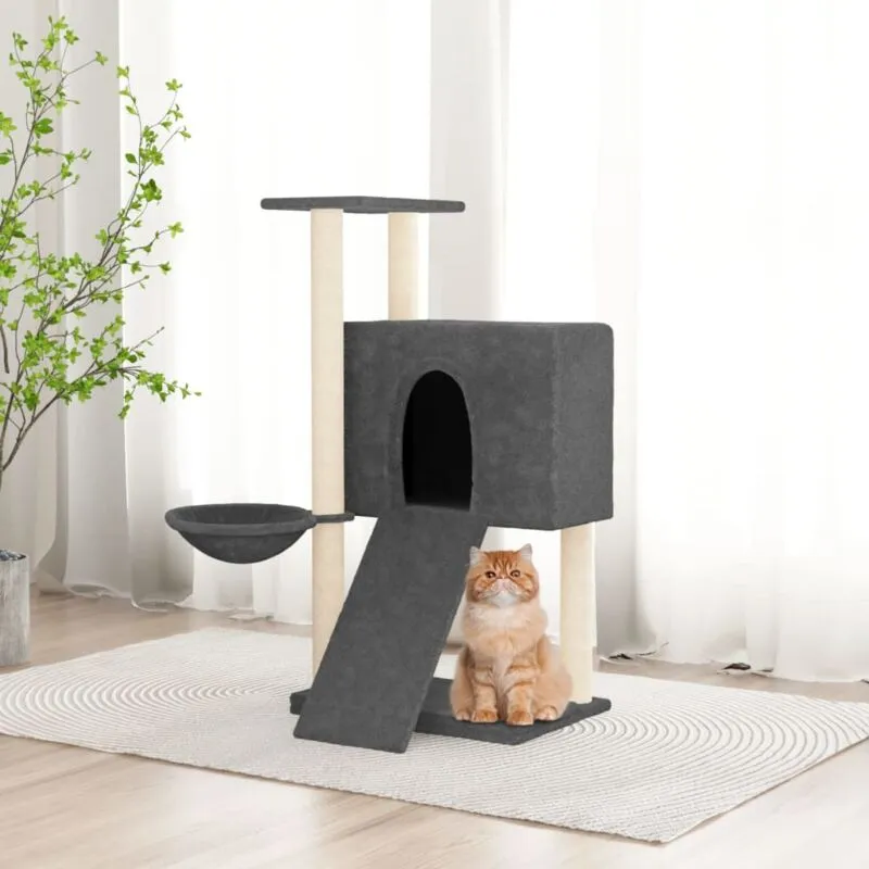 Torana - Albero per Gatti con Tiragraffi in Sisal Grigio Scuro 96 cm