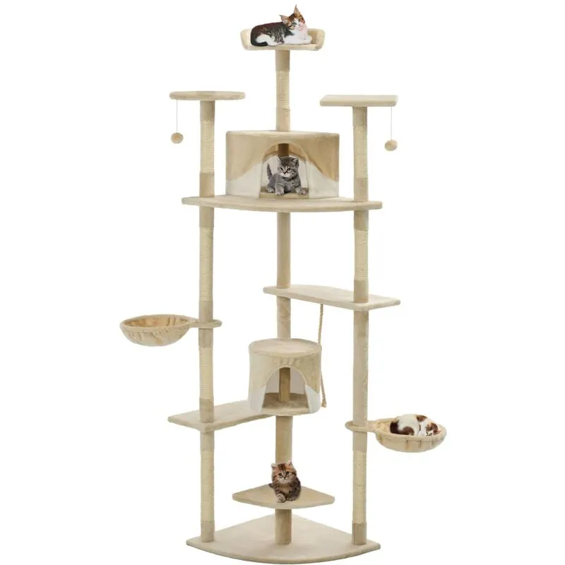 Torana - Albero per Gatti e Tiragraffi in Sisal 203 cm Beige e Bianco