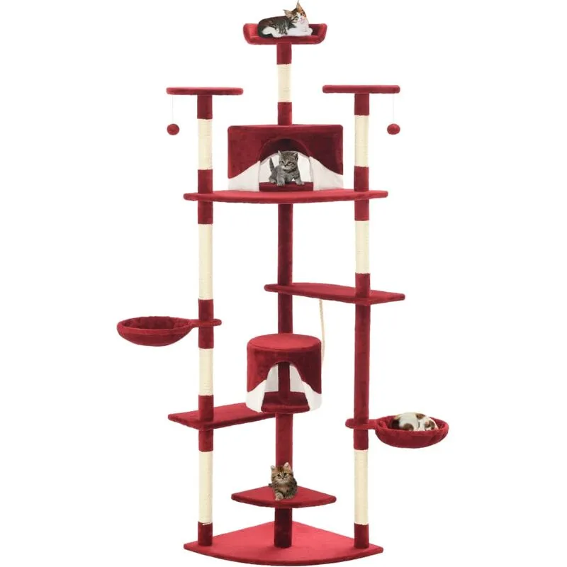 Torana - Albero per Gatti e Tiragraffi in Sisal 203 cm Rosso e Bianco