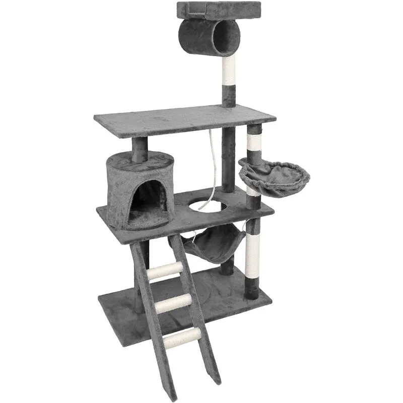 Albero tiragraffi per gatti grigio 141 cm Albero per arrampicarsi Sisal