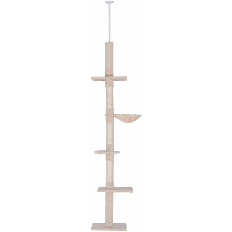 Albero Tiragraffi per Gatti Multilivello a Soffitto 40x34x230-260 cm Altezza Regolabile Beige