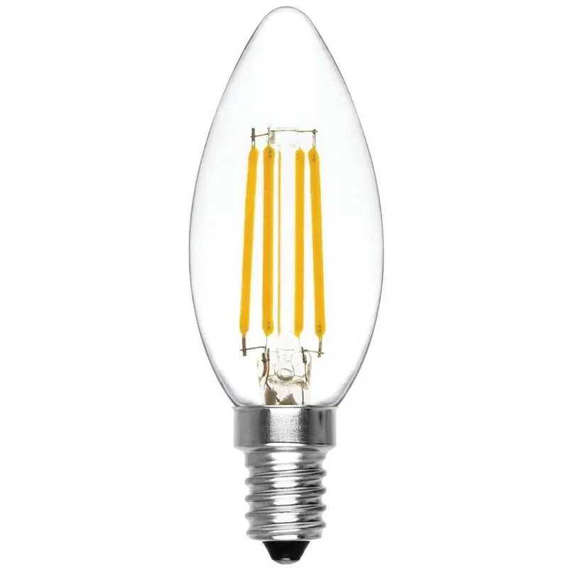 Alca power c35 4w 220v 450lm 4000k e14 lampada ad oliva a filamento a led