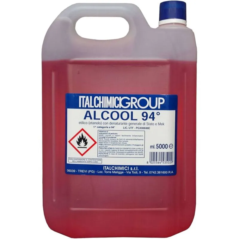 Alcool Denaturato 94 Certificato Lt. 5 (Italchimici) - 4 Pz