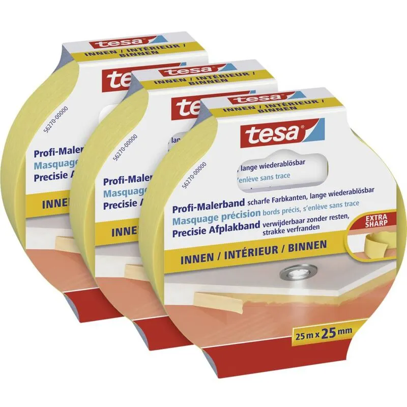 tesa 56270 Nastro di mascheratura per pittura Beige (L x L) 25 m x 25 mm 3 pz.