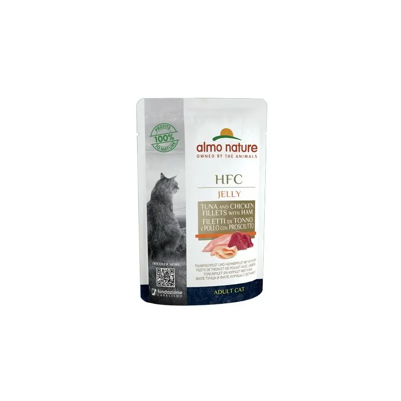 Hfc Jelly per Gatto da 55 gr Tonno, Pollo e Prosciutto - 