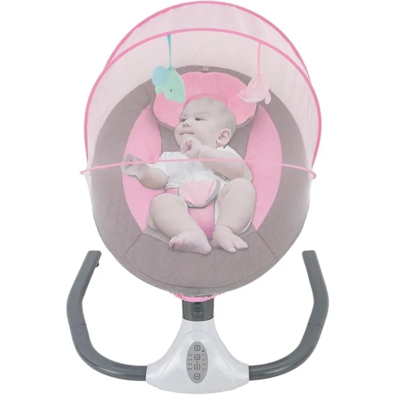 Altalena elettrica, pieghevole, Dondolo Neonati Elettrico Sdraietta Neonati 0-12 Kg Per Bambini Con Bluetooth, Usb, Rosa