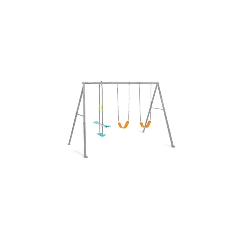  - 44123 altalena dondolo per bambini 3 tiri con struttura in acciaio grigia 343X254X211 cm. ideale dai 3-10 anni