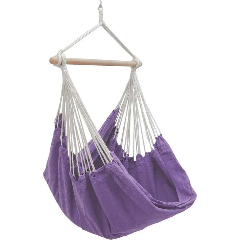 Amanka Amaca per sedersi 2 persone 150kg sedile sospeso a 2 posti poltrona di cotone 185x130cm incl perno girevole 360° Viola Lavanda - lila