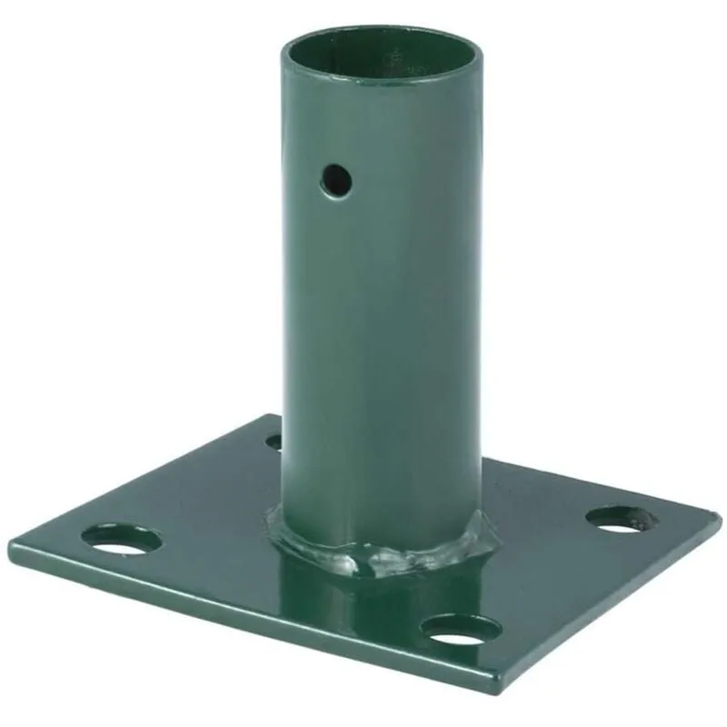 Piastra con manicotto a base quadrata in ferro verniciato verde diam. 3,4 cm