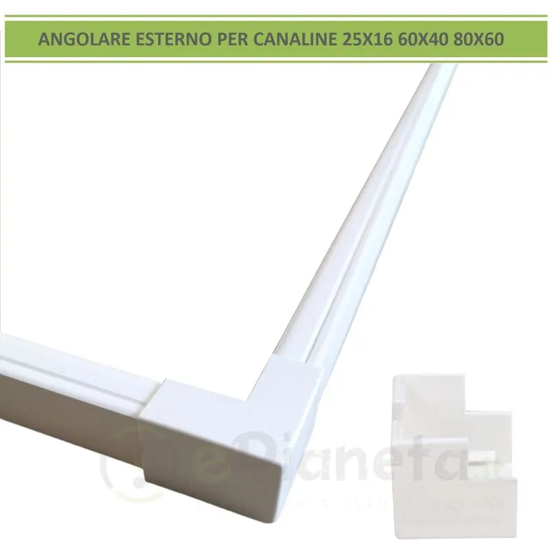 Elmark - Angolare esterno angolo per canaline elettriche passacavi coprifili bianco canalina 25x16 60x40 80x60 60x40