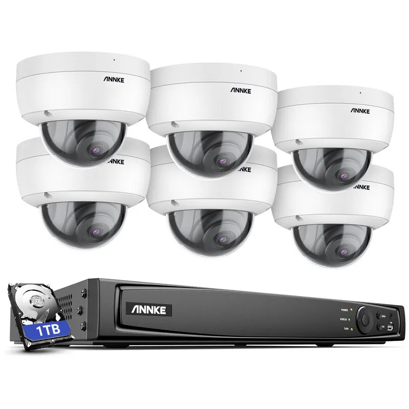 -H800 - Sistema di sicurezza 4K 4K PoE 16 canali 6 telecamere, rilevamento persone e veicoli, microfono integrato, visione notturna EXIR 2.0,