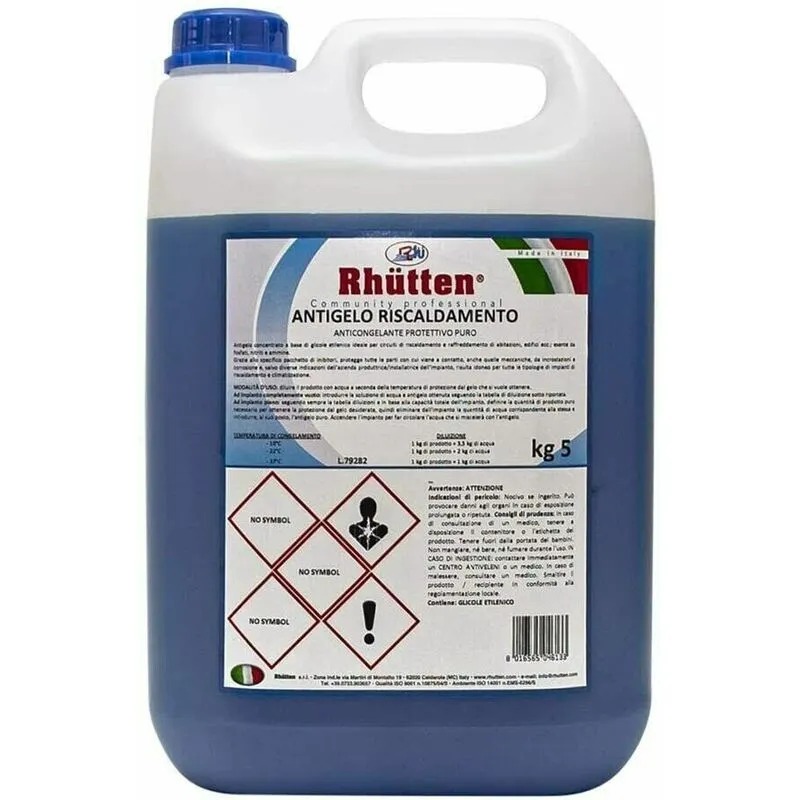 Rhutten - Antigelo per riscaldamento Anticongelante protettivo puro per Termosifoni 5 Lt.