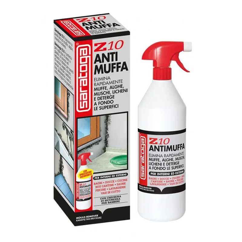 Antimuffa mufficida spray Z10 contro muffe alghe muschi licheni 1000ml Saratoga