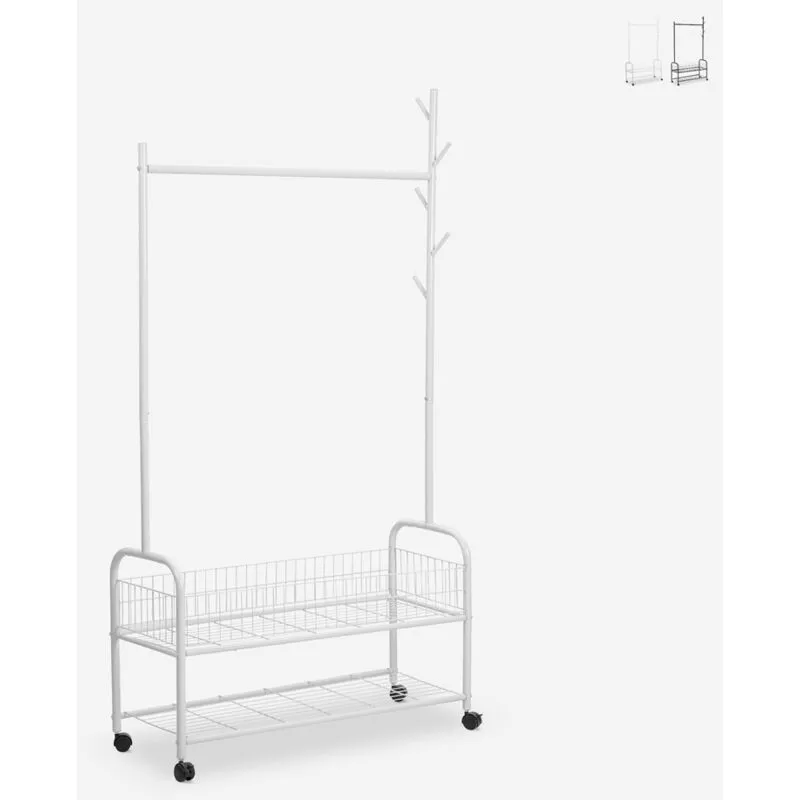 Appendiabiti con ruote carrello stand attaccapanni in metallo Lamy Colore: Bianco