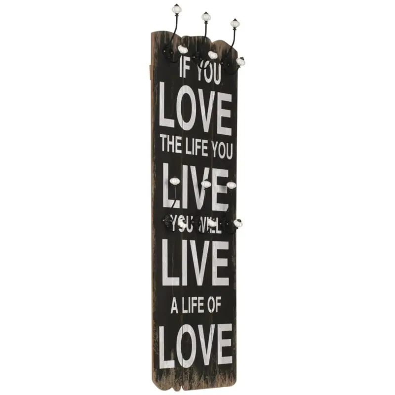 Appendiabiti da Parete con 6 Ganci love live 120x40 cm - Vidaxl