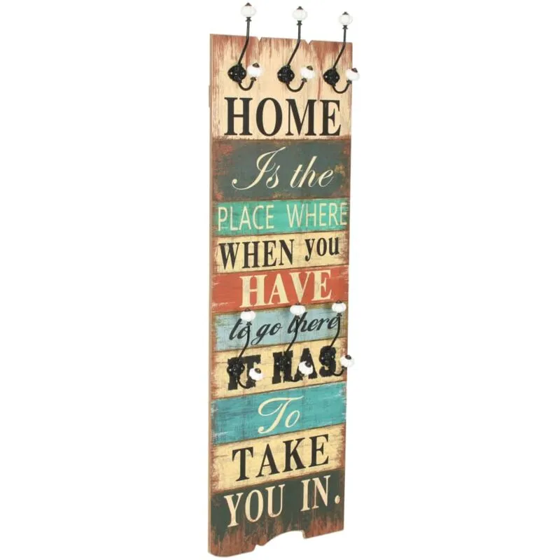 Appendiabiti da Parete con 6 Ganci home is 120x40 cm - Vidaxl