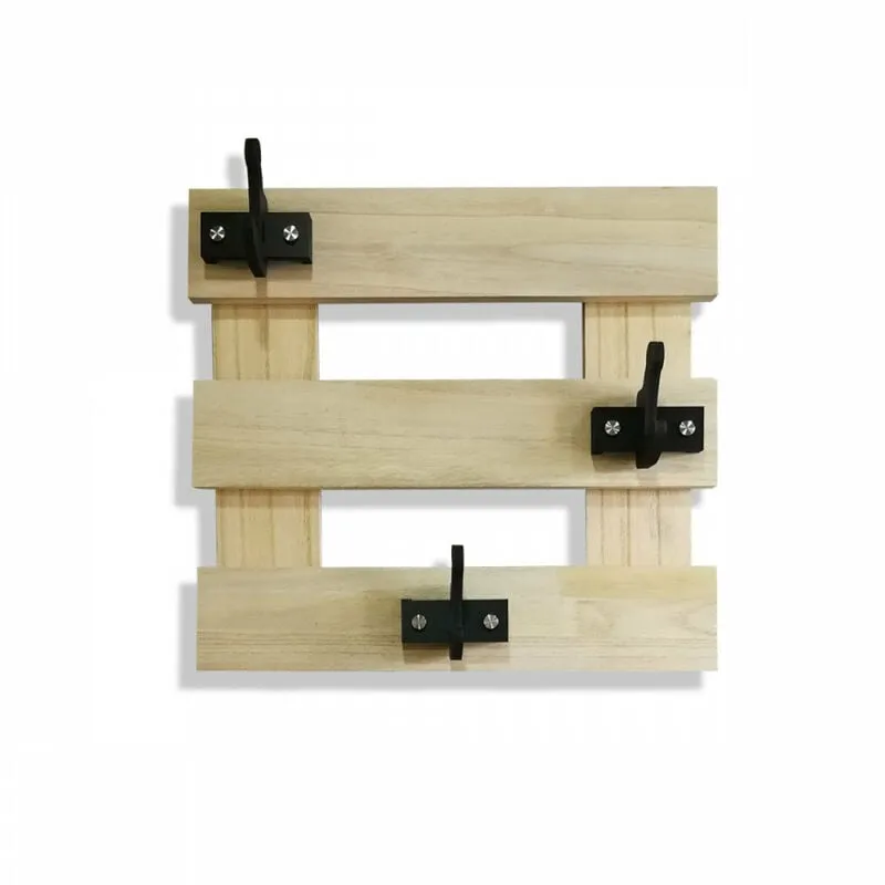 Appendiabiti In Legno Con Ganci Sfalsati In pvc Neri - Misure: 50x45 cm