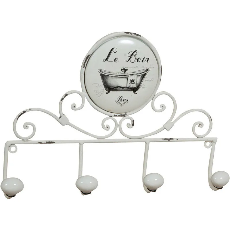 Appendiabiti da parete 37x25x6 cm Attaccapanni da muro in ferro 4 ganci appendiabiti shabby chic Appendiabiti ingresso