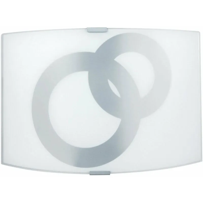 Applique 1xE27 Montatura Argento Vetro Lastra Bianco Cerchi E-energy Stefania