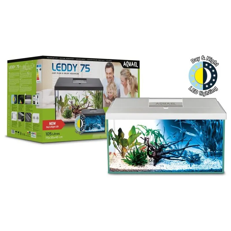 Aquarium Set Leddy 75 Day&Night Bianco - acquario cm75x35x40h completamente accessoriato - Aquael