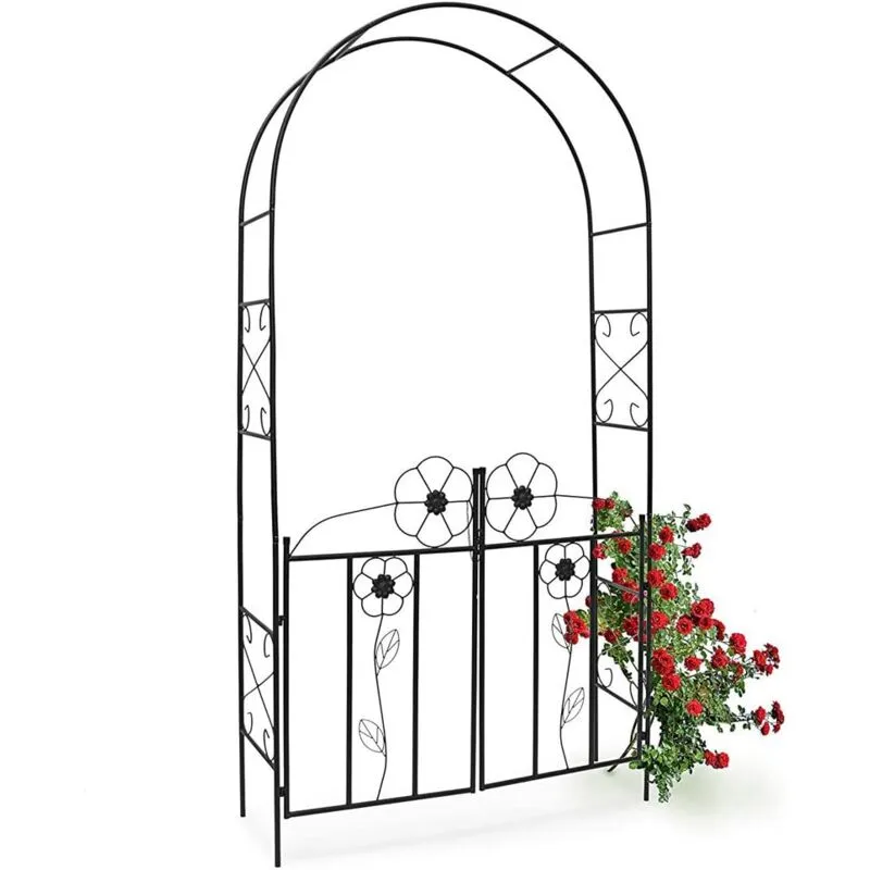 Arco da Giardino per Piante Rampicanti Rose con Cancello Battente in ferro 228cm