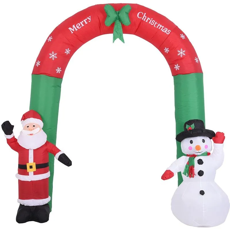 Arco Gonfiabile Natalizio con Babbo Natale e Pupazzo di Neve 250x200cm Esterno