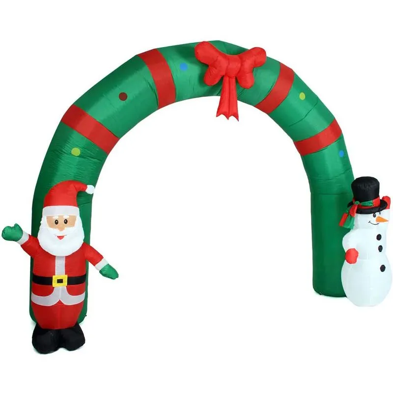 Arco Gonfiabile Natalizio con Babbo Natale e Pupazzo di Neve 300x240H cm Esterno