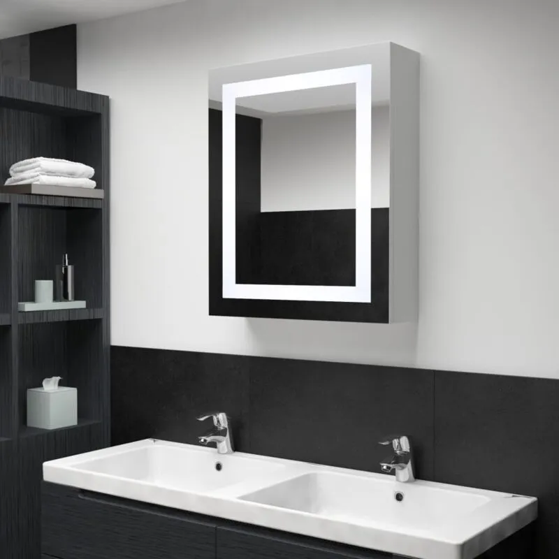 Armadietto Bagno con Specchio e led 50x13x70 cm - Vidaxl