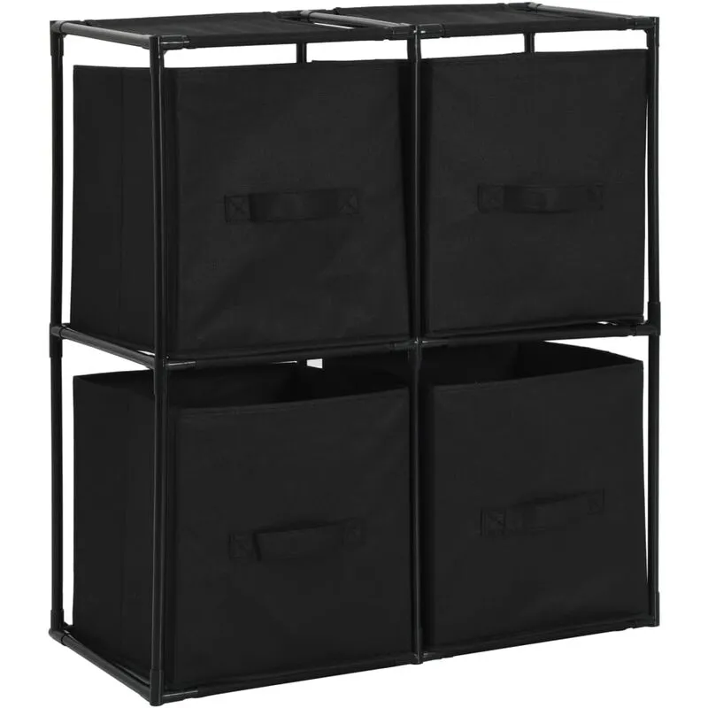 Vidaxl - Cabinet with 4 baskets in Black 63x30x71 cm Steel Fabric