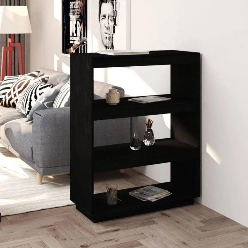 VidaXL Libreria/Divisorio Nero 80x35x103 cm in Legno Massello di Pino