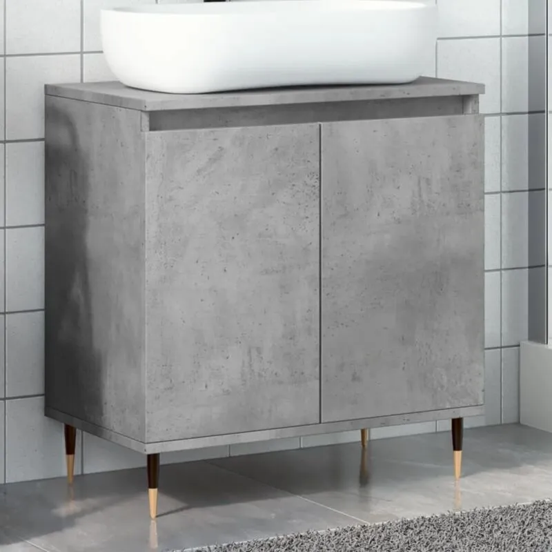 Armadietto da Bagno Grigio Cemento 58x33x60cm in Truciolato - Vidaxl